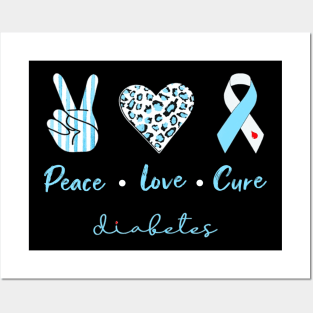 Peace Love Cure Type 1 Diabetes Awareness Posters and Art
